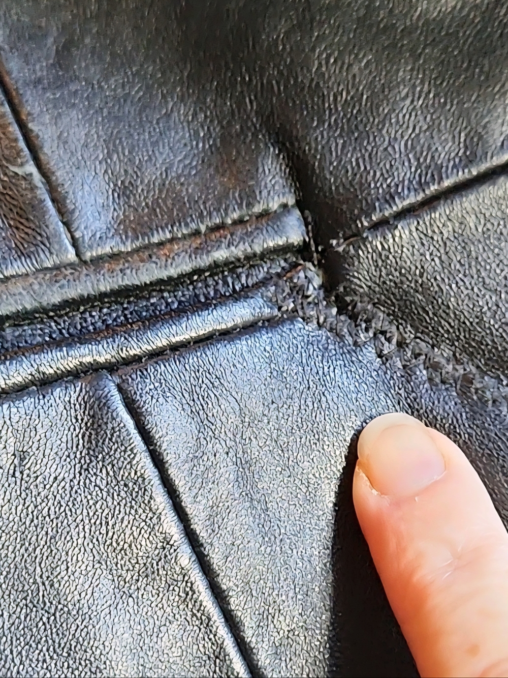 Denim & Co. Womens Black Leather Blazer Jacket Button Lined Pockets Size L FLAWS - Picture 9 of 12